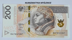 200 zł  2015 r SUPER RADAR  BA 7832387 St. 1 / UNC /
