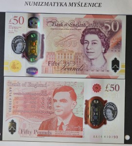 50 funtów ser AA  - Królowa Elżbieta - Bank Anglii wyemitował najbezpieczniejszy banknot w historii  - Polimer     St.1               