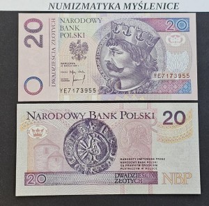  Banknot 20 zł 1994 r Seria zastępcza YE 7173953  St UNC     