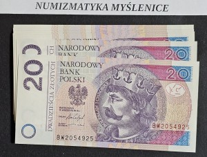  Banknot 20 zł 2016 r Seria BW  St1/UNC      Dostępne 15 szt z kolejnymi numerami serii