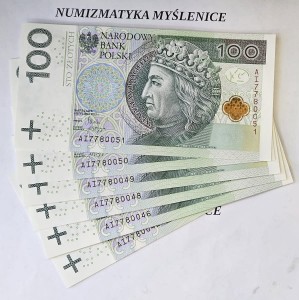 100 zł 2012 r. SERIA  AI 77800...  ST.1 / UNC   