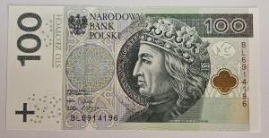100 zł  2012 r SUPER RADAR BL 6914196 St. 1 / UNC   /   