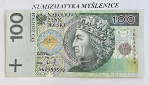 100 zł 1994 r Rzadka seria zastępcza /YN 0989599 /