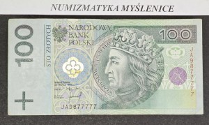 100 ZŁ 1994 r FAJNA SERIA I NUMER / JA 9877777 /