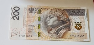 200 zł SUPER NUMER AP 6016661 / St. 1 UNC /