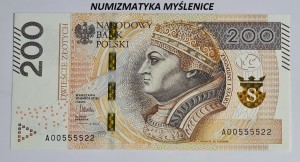 200 zł SUPER NUMER A00555522 / St. 1 UNC  /