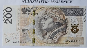 200 zł SUPER NUMER A00555111 /St. 1 UNC/