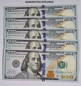 100 DOLARÓW 2017 A   SER. PG 41041410 A -  CHICAGO / ST 1/UNC /