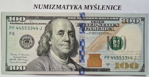 100 DOLARÓW  SERIA 2017 A   PF 44553344 J SUPER NUMER 