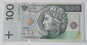 100 zł 1994 r Seria zastępcza YI 6439624 /St. 1 UNC  /   