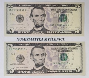 ZESTAW 5 $ Z GWIAZDKĄ QK STAR NOTE 2021 A + 5 $ QK 2021 RESERWE NOTE