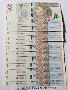 URODZINY ? 1985 8 05 BANKNOT 500 ZŁ Oryginał -/ Super prezent /        