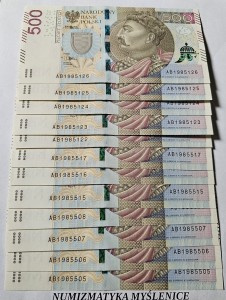 URODZINY ? 1985 5 08 BANKNOT 500 ZŁ Oryginał -/ Super prezent /      