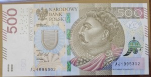 URODZINY ?  AJ 1995 3 02  BANKNOT 500 ZŁ Oryginał -/Super prezent/