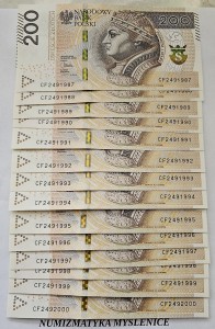 URODZINY ?   CF 24 9 1989 BANKNOT 200 ZŁ Oryginał -/ Super prezent /                                                                                          