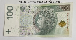 100 zł  2018 r SUPER NUMER GF 1888818 / St. 3+/