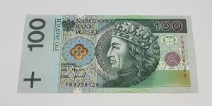 100 zł 1994 r.SERIA  FB 4238121  ST.1  UNC    