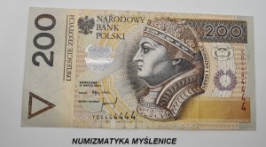 200 zł 1994  SOLID w Serii zastępczej YB 4444444